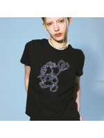 韓國PRENDA - JUMPING RABBIT DENIM PATCH TEE BLACK